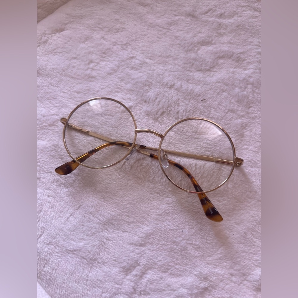 Men or Women OVERSIZED RETRO Style Clear Lens EYE GLASSES Large Round Gold Frame
